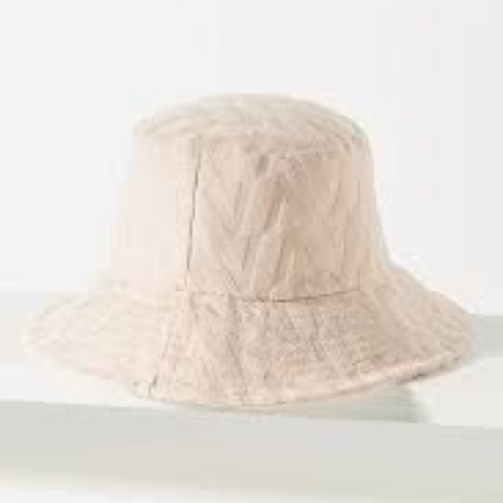 Anthropologie Chevron Terry cloth Beige Bucket Hat new with tags